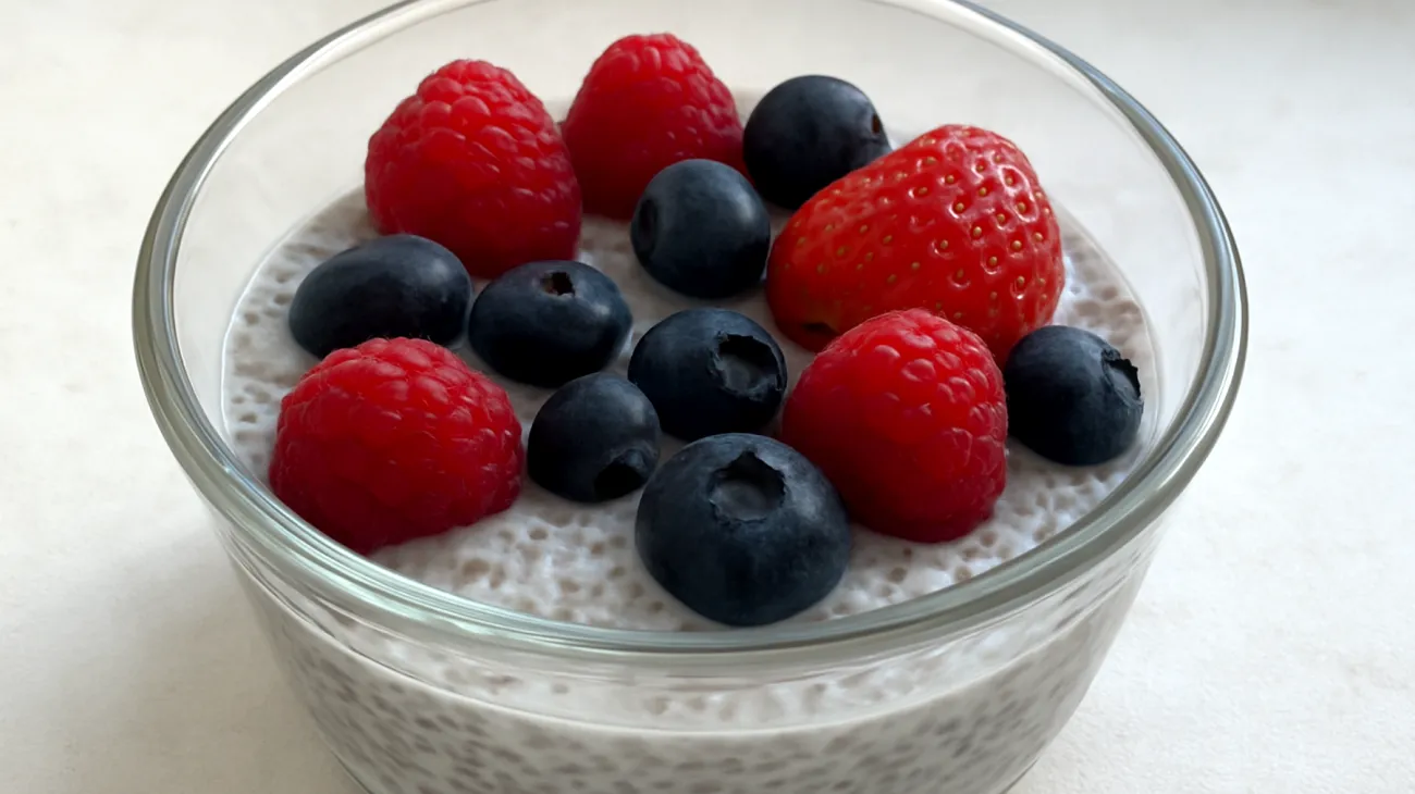 Pudding di semi di chia con latte di cocco e frutti di bosco"