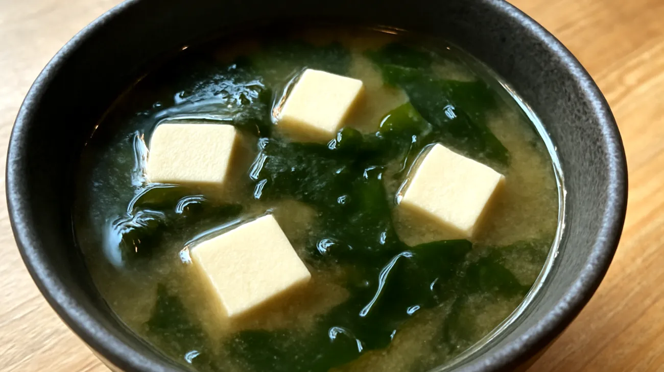 Zuppa di miso con alghe wakame e tofu"