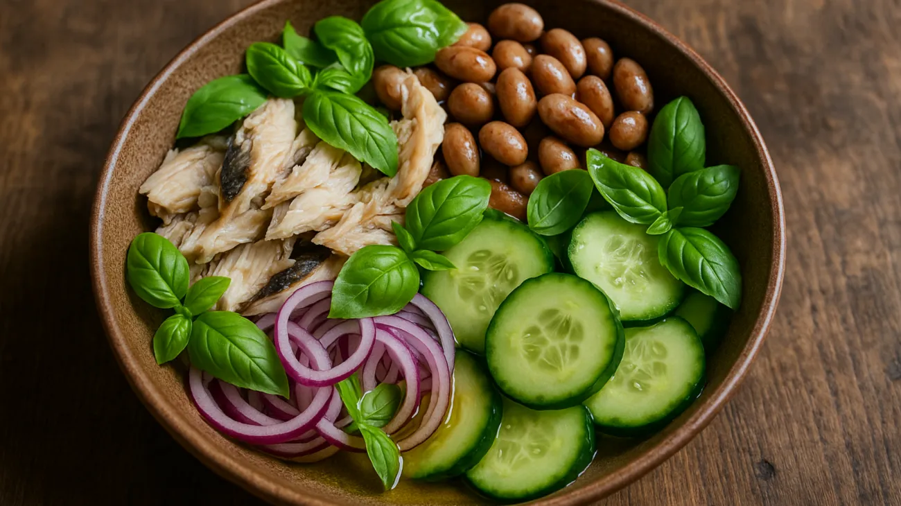 sgombro fagioli freschi insalata rustica"