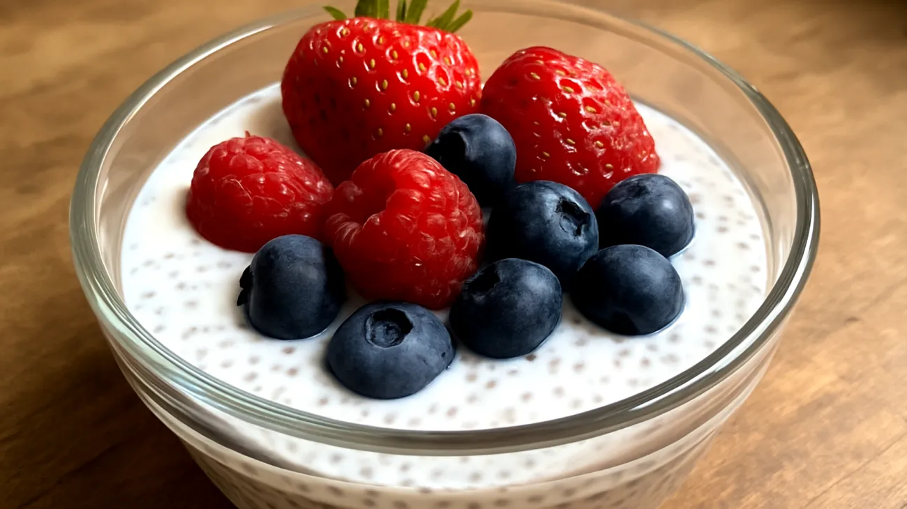 Budino di semi di chia con kefir e frutti di bosco"