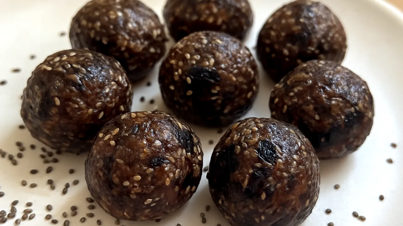 Energy balls con semi di chia, datteri e prugne secche"